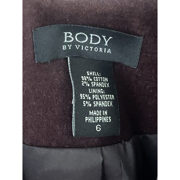Body By Victoria Womens Size 6 Burgundy Velvet Blazer Preppy Academia Jacket - Picture 5 of 11